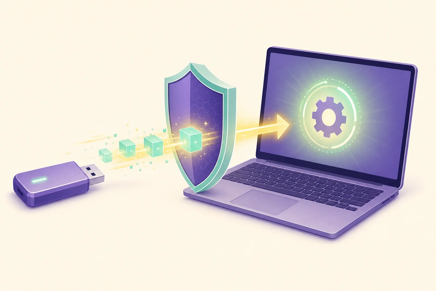 Diagramma editoriale di dati di aggiornamento protetti tra USB e computer